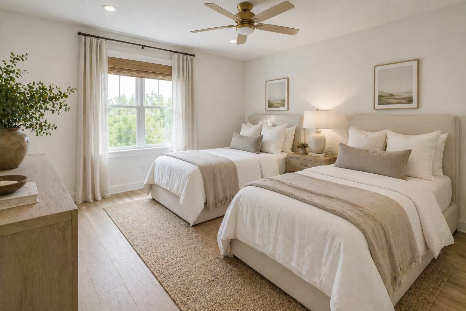 Bedroom — personal clutter to guest-ready retreat — after