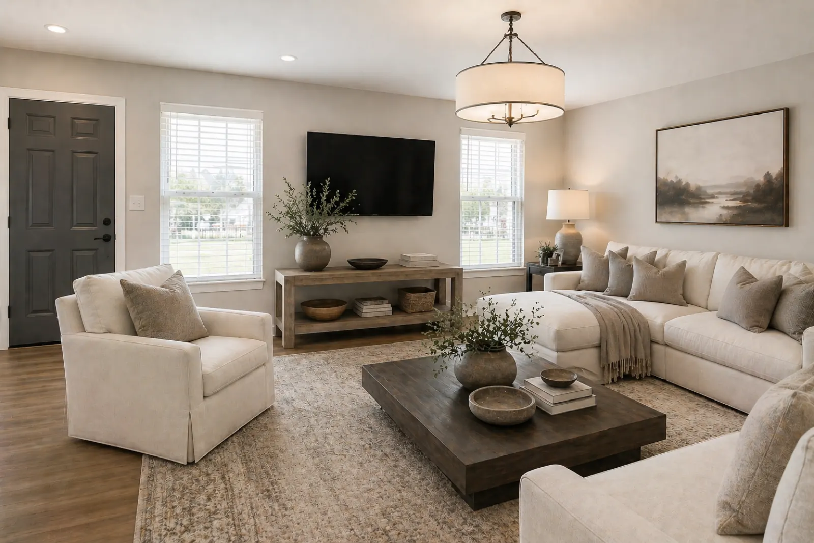Living room — Warm dated to airy modern — after