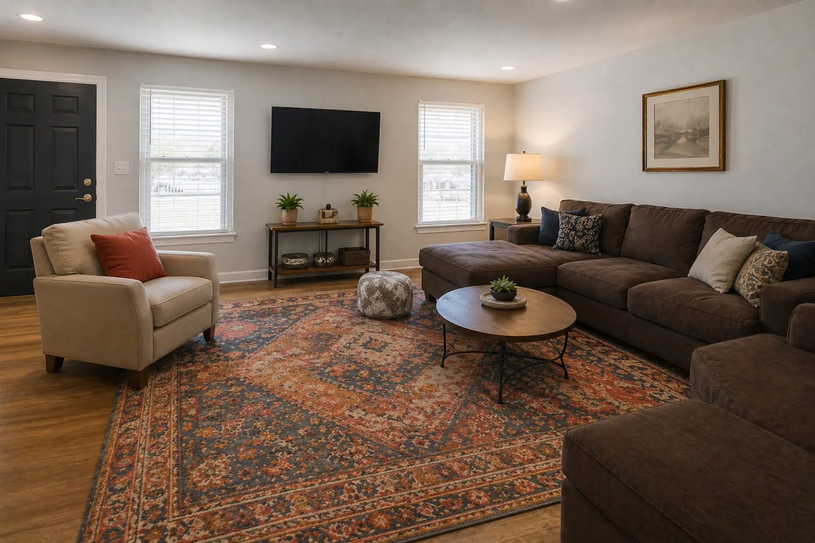 Living room — Warm dated to airy modern — before